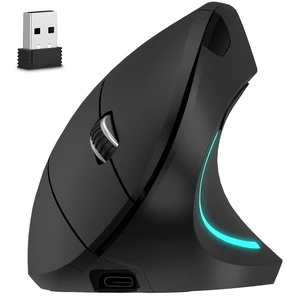 Ergonomic Vertical Rechargeable Wireless Mouse | Auto Pair USB Dongle, 6 Buttons, 3 Adjustable DPI Levels (800/1200/2400), Compatible for PC, Laptop, Mac, Chromebook - Black Ergonomic Vertical Rechargeable Wireless Mouse | Auto Pair USB Dongle, 6 Buttons, 3 Adjustable DPI Levels (800/1200/2400), Compatible for PC, Laptop, Mac, Chromebook - Black
