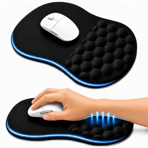 Ergonomic Mouse Pad with Wrist Rest, Large 12x8 inch, Black | Memory Foam, Dual-Slope Wrist Support, Non-Slip, For Office & Gaming Ergonomic Mouse Pad with Wrist Rest, Large 12x8 inch, Black | Memory Foam, Dual-Slope Wrist Support, Non-Slip, For Office & Gaming