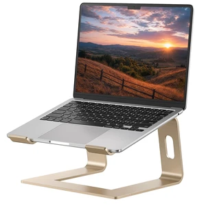 Laptop Stand, Aluminum Ergonomic Desk Riser, 10-15.6", Gold | Aluminum Computer Stand, 6" Elevation, Open Cooling, Supports Up to 8.8 lbs, Detachable 3-Piece, Office Desk Accessories Laptop Stand, Aluminum Ergonomic Desk Riser, 10-15.6", Gold | Aluminum Computer Stand, 6" Elevation, Open Cooling, Supports Up to 8.8 lbs, Detachable 3-Piece, Office Desk Accessories