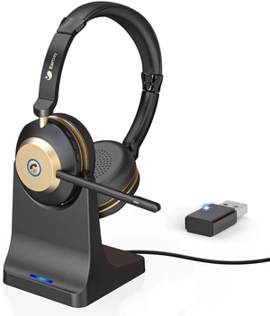 5.3 Bluetooth Headset with USB Dongle & Noise Canceling Mic, Wireless Headset with Mic for Work, 50Hrs Playtime Wireless Headphones with Charge Dock & Mic Mute, for PC/Laptop/Phone/Teams/Zoom 5.3 Bluetooth Headset with USB Dongle & Noise Canceling Mic, Wireless Headset with Mic for Work, 50Hrs Playtime Wireless Headphones with Charge Dock & Mic Mute, for PC/Laptop/Phone/Teams/Zoom