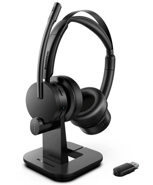 Wireless Headset with Mic for Work, Bluetooth Headset with Noise Cancelling | On-Ear Headphones, USB Dongle & Mute Button, Plug-and-Play for PC/Laptop/Phone (Black) Wireless Headset with Mic for Work, Bluetooth Headset with Noise Cancelling | On-Ear Headphones, USB Dongle & Mute Button, Plug-and-Play for PC/Laptop/Phone (Black)
