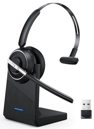 Wireless Headset with Mic for Work Bluetooth Headset with Microphone for PC | Noise Cancelling Mic USB Dongle Charging Base Mute Button for Computer Office Call Center Phone Remote Work Wireless Headset with Mic for Work Bluetooth Headset with Microphone for PC | Noise Cancelling Mic USB Dongle Charging Base Mute Button for Computer Office Call Center Phone Remote Work