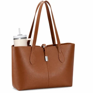 Tote Bag for Women 15.6" Work Bag with Removable Laptop Sleeve | Leather Laptop Bag Lightweight Computer Handbag Shoulder Bag with Laptop Compartment & Multiple Pockets, Dark Brown Tote Bag for Women 15.6" Work Bag with Removable Laptop Sleeve | Leather Laptop Bag Lightweight Computer Handbag Shoulder Bag with Laptop Compartment & Multiple Pockets, Dark Brown