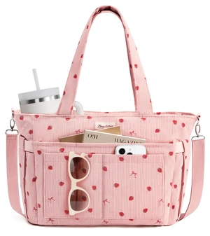 Corduroy Tote Bag for Women, 17 Pockets Laptop Work Tote Purse | Large 15.6 Computer Bag w/ 40oz Cup Holder & Strap, Zipper Teacher Nurse Bible Shoulder Bag for School Travel College Office Corduroy Tote Bag for Women, 17 Pockets Laptop Work Tote Purse | Large 15.6 Computer Bag w/ 40oz Cup Holder & Strap, Zipper Teacher Nurse Bible Shoulder Bag for School Travel College Office