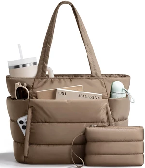 Puffer Tote Bag for Women, Lightweight Puffy Travel Gym Work Bag | 16 Pocket Teacher Nurse Quilted Shoulder Handbag Large Cloud Carry On 15.6" Laptop Computer Purse for School Nursing Clinical Puffer Tote Bag for Women, Lightweight Puffy Travel Gym Work Bag | 16 Pocket Teacher Nurse Quilted Shoulder Handbag Large Cloud Carry On 15.6" Laptop Computer Purse for School Nursing Clinical