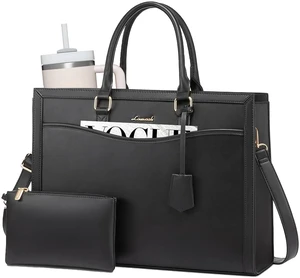 Laptop Tote Bag for Women, Large Work Computer Bag with Cup Holder | PU Leather Business Briefcase Teacher Travel College Bag Handbag fit for 15.6 inch Laptop, Office Purses Gifts for Women,2pcs Laptop Tote Bag for Women, Large Work Computer Bag with Cup Holder | PU Leather Business Briefcase Teacher Travel College Bag Handbag fit for 15.6 inch Laptop, Office Purses Gifts for Women,2pcs