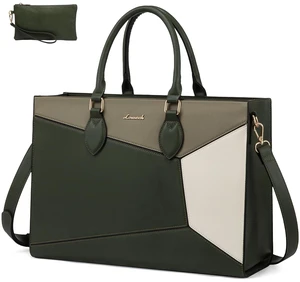 Laptop Bag for Women,15.6 lnch Waterproof Lightweight Leather Tote Bag,Professional Business Office Work Bags with Clutch Purse,Large Capacity Computer Shoulder Handbag,Army-Grey-White Laptop Bag for Women,15.6 lnch Waterproof Lightweight Leather Tote Bag,Professional Business Office Work Bags with Clutch Purse,Large Capacity Computer Shoulder Handbag,Army-Grey-White