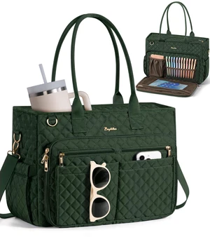 Teacher Tote Bag for Women, 15.6" Laptop Work Tote Computer Bag | Quilted Bible Nurse Bag with 40oz Cup Holder, Insulated Pocket & Strap, Large Laptop Briefcase for School Travel Office Gifts Teacher Tote Bag for Women, 15.6" Laptop Work Tote Computer Bag | Quilted Bible Nurse Bag with 40oz Cup Holder, Insulated Pocket & Strap, Large Laptop Briefcase for School Travel Office Gifts