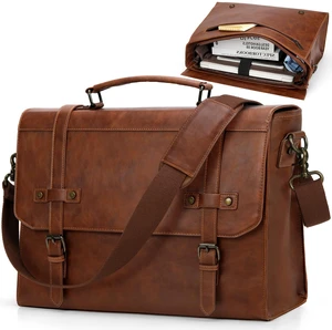 Mens Messenger Bag 17 Inch Waterproof Vintage Leather Laptop Bag | Large Laptop Briefcase Satchel Bag Computer Shoulder Bag for Office Business Travel College Mens Messenger Bag 17 Inch Waterproof Vintage Leather Laptop Bag | Large Laptop Briefcase Satchel Bag Computer Shoulder Bag for Office Business Travel College