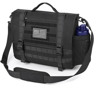 Mens Messenger Bag, Tactical Inspired 15.6 Inch Laptop Briefcases Computer Satchel Office Work Bag for Men YKK-Zippers, Black Mens Messenger Bag, Tactical Inspired 15.6 Inch Laptop Briefcases Computer Satchel Office Work Bag for Men YKK-Zippers, Black