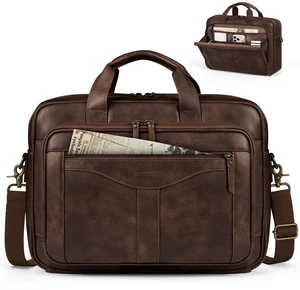 Messenger Bag for Men 16 inch Vintage PU Leather Laptop Briefcase | Large Computer Satchel Bag, Office Crossbody Shoulder Laptop Bag for Work, Business, Travel Messenger Bag for Men 16 inch Vintage PU Leather Laptop Briefcase | Large Computer Satchel Bag, Office Crossbody Shoulder Laptop Bag for Work, Business, Travel