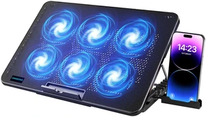 Laptop Cooling Pad, Laptop Cooler with 6 Quiet Fans for 12-17 Inch Notebook Gaming Fan Stable Stand, 7 Height & Wind Speed Adjustable, 2 USB Port & Phone Holder (Black) Laptop Cooling Pad, Laptop Cooler with 6 Quiet Fans for 12-17 Inch Notebook Gaming Fan Stable Stand, 7 Height & Wind Speed Adjustable, 2 USB Port & Phone Holder (Black)