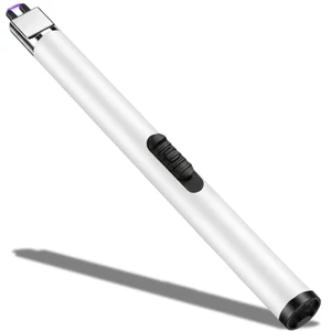 USB Candle Lighter, Windproof Flameless Electronic Rechargeable with Safety Protector Button for Home Candle Outdoor Activities (White) USB Candle Lighter, Windproof Flameless Electronic Rechargeable with Safety Protector Button for Home Candle Outdoor Activities (White)
