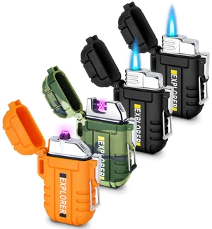 4 Pack Waterproof Lighter Outdoor Windproof Torch Lighters Dual Arc Lighters Butane Electric USB Rechargeable Flameless Plasma Lighter Camping Hiking Adventure Survival Tactical Gear 4 Pack Waterproof Lighter Outdoor Windproof Torch Lighters Dual Arc Lighters Butane Electric USB Rechargeable Flameless Plasma Lighter Camping Hiking Adventure Survival Tactical Gear