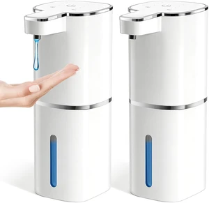 Automatic Soap Dispenser Touchless, 2 Pack White Auto Soap Dispensers for Bathroom and Kitchen, 15 Fl Oz Plastic Electric Hands Free Dish Liquid Dispensers Wall Mount with 1200 mAh Battery Automatic Soap Dispenser Touchless, 2 Pack White Auto Soap Dispensers for Bathroom and Kitchen, 15 Fl Oz Plastic Electric Hands Free Dish Liquid Dispensers Wall Mount with 1200 mAh Battery