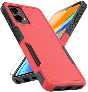 for Motorola Moto G 5G 2024 Case: Dual Layer Protective Heavy Duty Cell Phone Cover Shockproof Rugged with HD Screen Protector - Military Protection Bumper Tough - Motorola Moto G 5G 2024, Red for Motorola Moto G 5G 2024 Case: Dual Layer Protective Heavy Duty Cell Phone Cover Shockproof Rugged with HD Screen Protector - Military Protection Bumper Tough - Motorola Moto G 5G 2024, Red