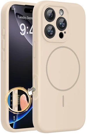 Magnetic for iPhone 16 Pro Case, Silicone, Sand | Compatible with MagSafe, Soft Microfiber Lining, Liquid Silicone Case Shockproof Drop Protection Phone Case for 16 Pro Magnetic for iPhone 16 Pro Case, Silicone, Sand | Compatible with MagSafe, Soft Microfiber Lining, Liquid Silicone Case Shockproof Drop Protection Phone Case for 16 Pro