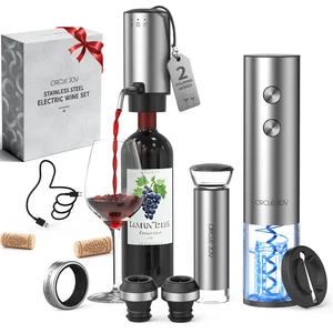Rechargeable Electric Wine Opener Set 8-in-1 Stainless Steel Automatic Wine Bottle Opener Gift Set w/Electric Wine Aerator Pourer, Foil Cutter, Wine Drip Ring, Vacuum Pump & 2 Wine Stoppers Rechargeable Electric Wine Opener Set 8-in-1 Stainless Steel Automatic Wine Bottle Opener Gift Set w/Electric Wine Aerator Pourer, Foil Cutter, Wine Drip Ring, Vacuum Pump & 2 Wine Stoppers