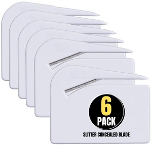Letter Opener, Envelope Opener Slitter Concealed Blade 2.5", White,6 Pack Letter Opener, Envelope Opener Slitter Concealed Blade 2.5", White,6 Pack