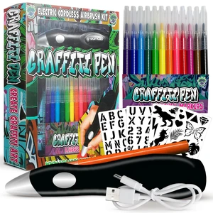 Electric Airbrush Pen, Cordless Rechargeable Electric Airbrush Sprayer, Water Colour Spray Pen, Airbrush Marker Set 12 Colors, Washable Watercolour Paints Pens Art & Crafts Gift for Painting & Drawing Electric Airbrush Pen, Cordless Rechargeable Electric Airbrush Sprayer, Water Colour Spray Pen, Airbrush Marker Set 12 Colors, Washable Watercolour Paints Pens Art & Crafts Gift for Painting & Drawing