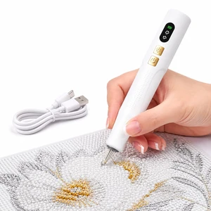 Electric Diamond Painting Vacuum Pen with Light, Diamond Art Pen Cordless | Non Interupted Power Suction Modes, Skip Wax, No Block View Diamond Art Accessories for Adults, White Electric Diamond Painting Vacuum Pen with Light, Diamond Art Pen Cordless | Non Interupted Power Suction Modes, Skip Wax, No Block View Diamond Art Accessories for Adults, White