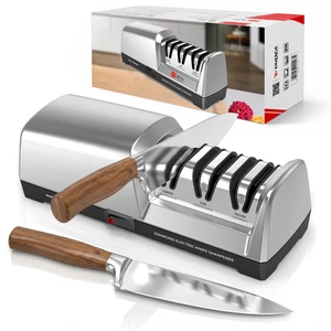 Electric Knife Sharpener for Kitchen, 15° Precision Angle Guide | 3-Stage with 100% Diamond Abrasives - Fast Repair & Polish, Profesional with Magnetic Dust Box Electric Knife Sharpener for Kitchen, 15° Precision Angle Guide | 3-Stage with 100% Diamond Abrasives - Fast Repair & Polish, Profesional with Magnetic Dust Box
