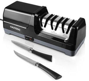 Knife Sharpener, Professional 3-Stage Electric Knife Sharpener for Kitchen Knives, 100% Diamond Abrasive for 20° Precision Angle Guide, Quickly Sharpening and Polish Blades Knife Sharpener, Professional 3-Stage Electric Knife Sharpener for Kitchen Knives, 100% Diamond Abrasive for 20° Precision Angle Guide, Quickly Sharpening and Polish Blades