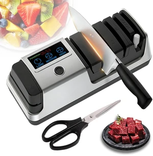 5-in-1 Electric Knife Sharpener for Kitchen Knives | Scissor Sharpener, 3-Speed & 100% Diamond Abrasives, Quickly Sharpening for Straight, Serrated, Meat Cleaver 5-in-1 Electric Knife Sharpener for Kitchen Knives | Scissor Sharpener, 3-Speed & 100% Diamond Abrasives, Quickly Sharpening for Straight, Serrated, Meat Cleaver