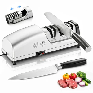 Electric Knife Sharpener for Kitchen, Detachable Head, 3 Stage | 3-Stage Kitchen Knife Sharpener, 100% Diamond Abrasives, 15°Precision Angle Guides, Fast Sharpening Repair & Polish Electric Knife Sharpener for Kitchen, Detachable Head, 3 Stage | 3-Stage Kitchen Knife Sharpener, 100% Diamond Abrasives, 15°Precision Angle Guides, Fast Sharpening Repair & Polish