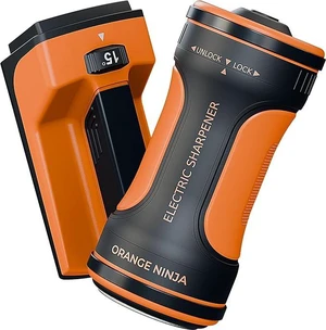 Orange Ninja Electric Rolling Knife Sharpener for Kitchen & Chef Knives | Cordless Battery Powered, 5 Sharpening Angles 12°24°, 3-Stage Diamond & Ceramic Discs, Magnetic Angle Lock, 4 AAA Included Orange Ninja Electric Rolling Knife Sharpener for Kitchen & Chef Knives | Cordless Battery Powered, 5 Sharpening Angles 12°24°, 3-Stage Diamond & Ceramic Discs, Magnetic Angle Lock, 4 AAA Included