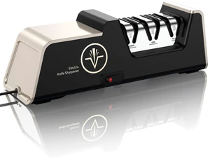Professional Electric Knife Sharpener, Champagne Gold | 100% Diamond Abrasives, 3-Stage Precision Angle Guides, For Kitchen Straight Edge Knives, For Ceramic Knives Professional Electric Knife Sharpener, Champagne Gold | 100% Diamond Abrasives, 3-Stage Precision Angle Guides, For Kitchen Straight Edge Knives, For Ceramic Knives