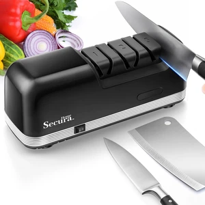3-Stage Electric Knife Sharpener with Diamond Abrasives and Precision Angle Guides, Professional Sharpening Tool for Kitchen Straight Edge and Ceramic Knife, Black 3-Stage Electric Knife Sharpener with Diamond Abrasives and Precision Angle Guides, Professional Sharpening Tool for Kitchen Straight Edge and Ceramic Knife, Black