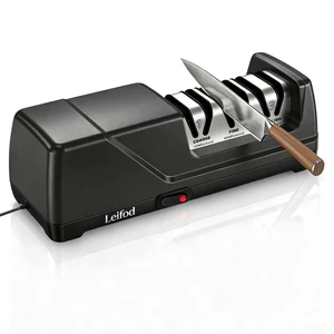 Electric Knife Sharpener for Kitchen, 3-Stage System with 15° Guide | 30s Fast Auto Sharpening, 100% Diamond Abrasive, Safe 15° Guide for Straight Edge Knives, Ideal for Beginners & Chefs Electric Knife Sharpener for Kitchen, 3-Stage System with 15° Guide | 30s Fast Auto Sharpening, 100% Diamond Abrasive, Safe 15° Guide for Straight Edge Knives, Ideal for Beginners & Chefs