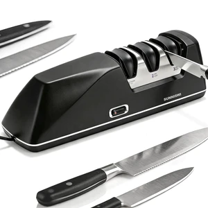 Electric Knife Sharpener Pro 3m Diamond abrasive | 3-Stage (Coarse/Fine/Polish) 3-MDiamond Knife Sharpening system with Precision Angle Guides for Straight & Serrated Knives Electric Knife Sharpener Pro 3m Diamond abrasive | 3-Stage (Coarse/Fine/Polish) 3-MDiamond Knife Sharpening system with Precision Angle Guides for Straight & Serrated Knives