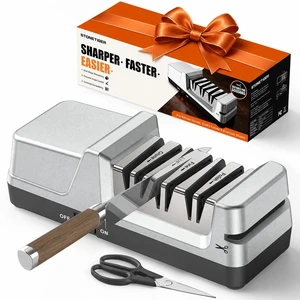 4-in-1 Electric Knife Sharpener for Home Cooks Kitchen, Silver | Professional 3-Stage Fast Sharpening, Repair & Polish for Chef Knives & Scissors, Angle Guide, Metal Dust Box, Beginners use 4-in-1 Electric Knife Sharpener for Home Cooks Kitchen, Silver | Professional 3-Stage Fast Sharpening, Repair & Polish for Chef Knives & Scissors, Angle Guide, Metal Dust Box, Beginners use