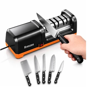 Electric Knife Sharpener 100% Diamond Abrasives, 3 Stages Knife Sharpener | Professional, Precision Angle Guides, Quick Sharpening/Polishing for Kitchen Knives, Non-Slip Base, Magnetic Dust Collector Electric Knife Sharpener 100% Diamond Abrasives, 3 Stages Knife Sharpener | Professional, Precision Angle Guides, Quick Sharpening/Polishing for Kitchen Knives, Non-Slip Base, Magnetic Dust Collector