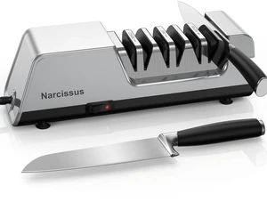 Knife Sharpener, 3-Stage Diamond Electric Knife Sharpener for Stainless Steel & Ceramic Kitchen Knives, 40 Seconds Quick Repairing & Polishing, Open Design Port for Scissors Sharpening Knife Sharpener, 3-Stage Diamond Electric Knife Sharpener for Stainless Steel & Ceramic Kitchen Knives, 40 Seconds Quick Repairing & Polishing, Open Design Port for Scissors Sharpening