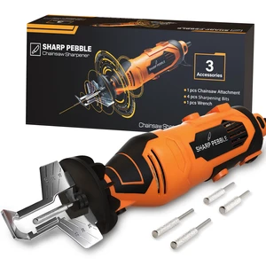 Electric Chainsaw Sharpener Kit Chain Saw Sharpening Tool | 4 File Size Grinding Wheel Bits, Angle Guide Attachment, Wrench & eBook Sharpens Every Tooth Evenly, Better Than a File Electric Chainsaw Sharpener Kit Chain Saw Sharpening Tool | 4 File Size Grinding Wheel Bits, Angle Guide Attachment, Wrench & eBook Sharpens Every Tooth Evenly, Better Than a File