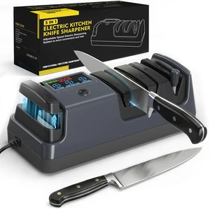 Electric Knife Sharpener for Kitchen Knives, 3-Stage, Grey | Professional Automatic Quickly Sharpening/Polishing System with 100% Diamond Abrasives, Adjust Angle & 3 Modes, Non-Slip Base Electric Knife Sharpener for Kitchen Knives, 3-Stage, Grey | Professional Automatic Quickly Sharpening/Polishing System with 100% Diamond Abrasives, Adjust Angle & 3 Modes, Non-Slip Base