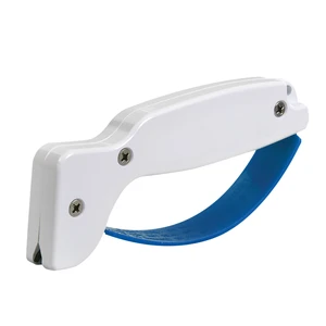 Knife & Tool Sharpener, Restores, Hones & Sharpens Straight & Serrated Knives, Hand-Held Tungsten Carbide Sharpening Tool, White & Blue, 1 Pack Knife & Tool Sharpener, Restores, Hones & Sharpens Straight & Serrated Knives, Hand-Held Tungsten Carbide Sharpening Tool, White & Blue, 1 Pack