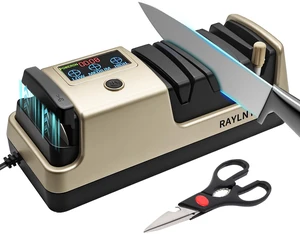 Professional 5-in-1 Electric Knife Sharpener with LCD Display,Scissor Sharpener with 3-Speed & 100% Diamond Abrasives - Precision Angle Guides for Straight, Serrated, Cleaver & Kitchen Scissors Professional 5-in-1 Electric Knife Sharpener with LCD Display,Scissor Sharpener with 3-Speed & 100% Diamond Abrasives - Precision Angle Guides for Straight, Serrated, Cleaver & Kitchen Scissors