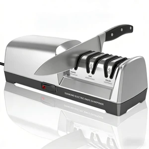 Electric Knife Sharpener for Kitchen Knives, 3 Stage | 100% Diamond Abrasives, 15°Precision Angle Guides, Super Quiet, Quick Sharpenning and Polishing, Silver Electric Knife Sharpener for Kitchen Knives, 3 Stage | 100% Diamond Abrasives, 15°Precision Angle Guides, Super Quiet, Quick Sharpenning and Polishing, Silver