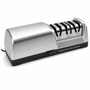 3-Stage Electric Knife Sharpener for Kitchen Knives, Silver-B | Kitchen knife sharpener with 3-stage diamond edge care, 15° guide, and non-slip base for chef, utility, and paring knives 3-Stage Electric Knife Sharpener for Kitchen Knives, Silver-B | Kitchen knife sharpener with 3-stage diamond edge care, 15° guide, and non-slip base for chef, utility, and paring knives