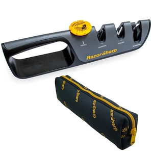 Knife & Scissor Sharpener | Adjustable 14-24 Degree Angle Guide | Diamond-Coated Ceramic Whetstones, Works for Kitchen Knives & Professional Chefs, Sturdy Grip & Non-Slip Rubber for Safety Knife & Scissor Sharpener | Adjustable 14-24 Degree Angle Guide | Diamond-Coated Ceramic Whetstones, Works for Kitchen Knives & Professional Chefs, Sturdy Grip & Non-Slip Rubber for Safety