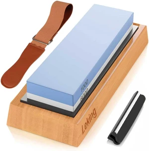 Knife Sharpener & Sharpening Stone Set: 1000/6000 Grit Dual-Sided Whetstone Wet Stone Sharpener & Honing Kit (7"x2.4"x1.2") with Bamboo Base, Non-Slip Silicone Holder, Angle Guide & Leather Strop Kit Knife Sharpener & Sharpening Stone Set: 1000/6000 Grit Dual-Sided Whetstone Wet Stone Sharpener & Honing Kit (7"x2.4"x1.2") with Bamboo Base, Non-Slip Silicone Holder, Angle Guide & Leather Strop Kit