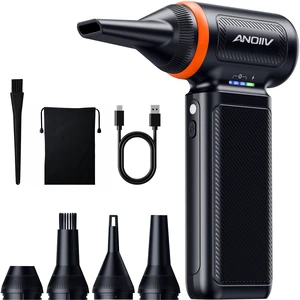 Compressed Air Duster, 130,000RPM, 3-Gear Adjustable, 5Nozzles | Electric Air Blower with Brushless Motor, Mini Dust Blower for Computer, Keyboard, House, Car, Outdoor, Orange Compressed Air Duster, 130,000RPM, 3-Gear Adjustable, 5Nozzles | Electric Air Blower with Brushless Motor, Mini Dust Blower for Computer, Keyboard, House, Car, Outdoor, Orange