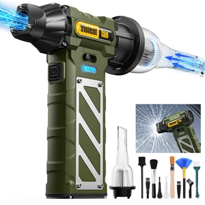 Compressed Air Duster,Infinitely Variable Speed130000RPM Electric Jet Dry Blower with Safety Hammer,Cordless Rechargeable Air Duster for Cleaning PCs/Keyboards/Car Washing (Green) Compressed Air Duster,Infinitely Variable Speed130000RPM Electric Jet Dry Blower with Safety Hammer,Cordless Rechargeable Air Duster for Cleaning PCs/Keyboards/Car Washing (Green)