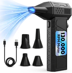 Electric Compressed Air Duster Rechargeable, 130,000 RPM Mini Blower Cordless Air Blower for PC, 8000mAh Compressed Air Blower Kit with USB-C, LED Light & 4 Nozzles for Keyboard Car Home Use Electric Compressed Air Duster Rechargeable, 130,000 RPM Mini Blower Cordless Air Blower for PC, 8000mAh Compressed Air Blower Kit with USB-C, LED Light & 4 Nozzles for Keyboard Car Home Use