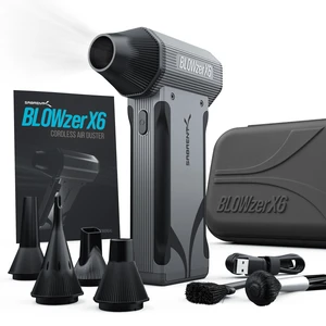 BLOWZER X6 by Sabrent - Powerful Airflow, Endless Possibilities | Jet Powered Air Duster, Up to 36-Month Warranty, Free Carry Case, 5 Nozzles, PC, Keyboard, Car Detailing, Fire Accelerator BLOWZER X6 by Sabrent - Powerful Airflow, Endless Possibilities | Jet Powered Air Duster, Up to 36-Month Warranty, Free Carry Case, 5 Nozzles, PC, Keyboard, Car Detailing, Fire Accelerator
