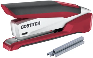 Office InPower Spring-Powered Premium Desktop Stapler - One Finger, No Effort, Red/Silver (1117) Office InPower Spring-Powered Premium Desktop Stapler - One Finger, No Effort, Red/Silver (1117)